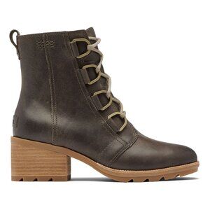 NEW Sorel Waterproof Cate Lace Up Block Heel Booties Color Major US 9.5